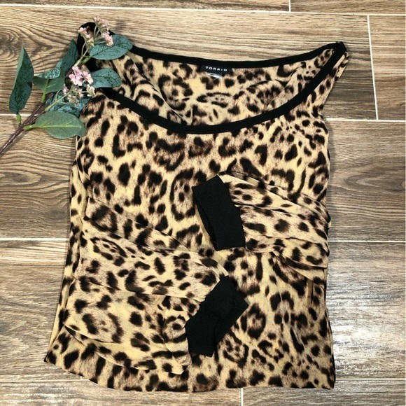 Torrid Leopard Print Semi-Sheer Blouse With Black Trim, Plus Size - Picture 1 of 12